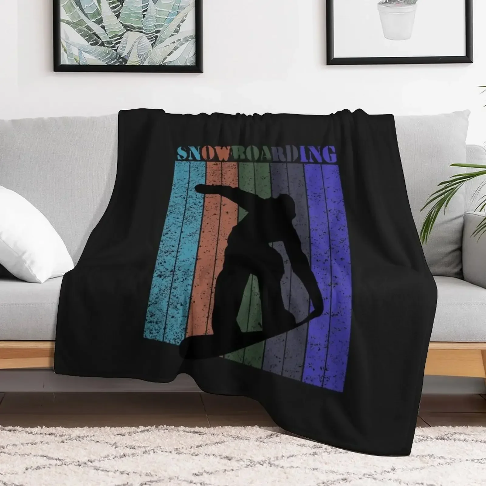 

Snowboard Retro Vintage Snowboarder Gift Throw Blanket Single Beach Blankets
