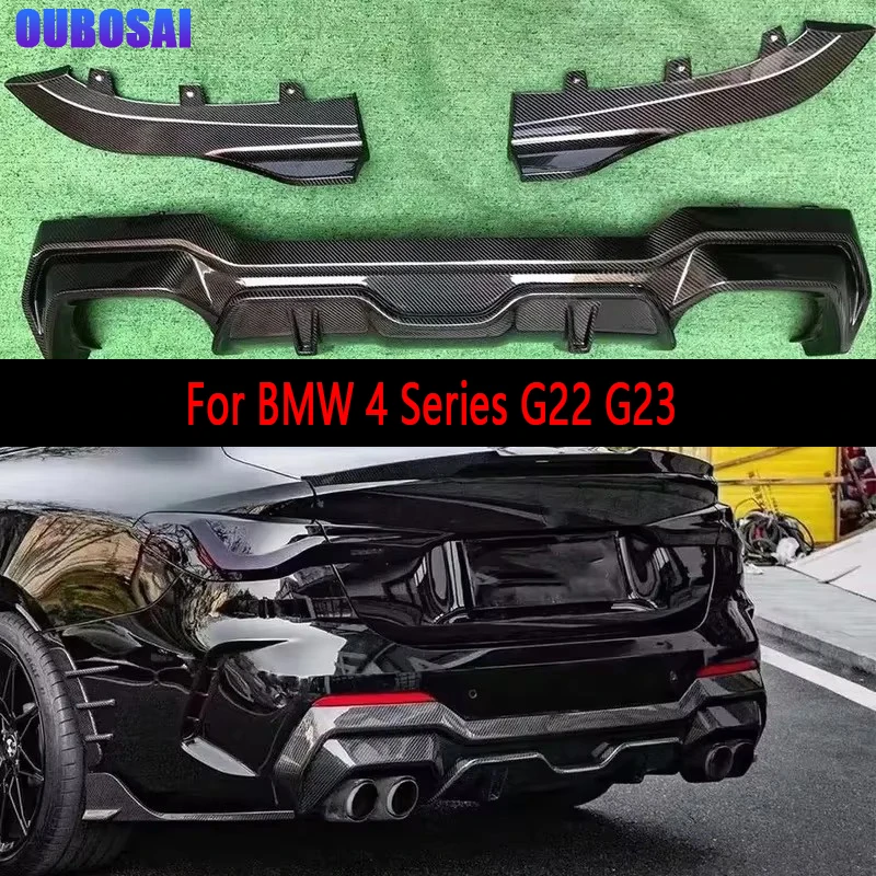 For BMW 4 Series G22 G23 Carbon Fiber Diffuser Car Rear Bumper Diffuser Rear Splitters Spoiler Back lip body kit