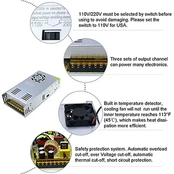 Spínaný napájecí zdroj DC 5V 12V 24V 36V 48V 220V až 5,12,24,36,48 V, 2A 3A 4A 5A 10A 15A 20A 30A 40A 50A 60A, transformátor 8 nejlepší prodej Napájecí zdroj 12V 40A - №3