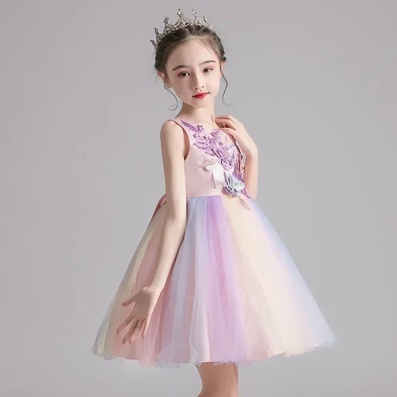 Children's performance attire, host's dress, girl's dress, Korean version, 2021 Chinese children's dress