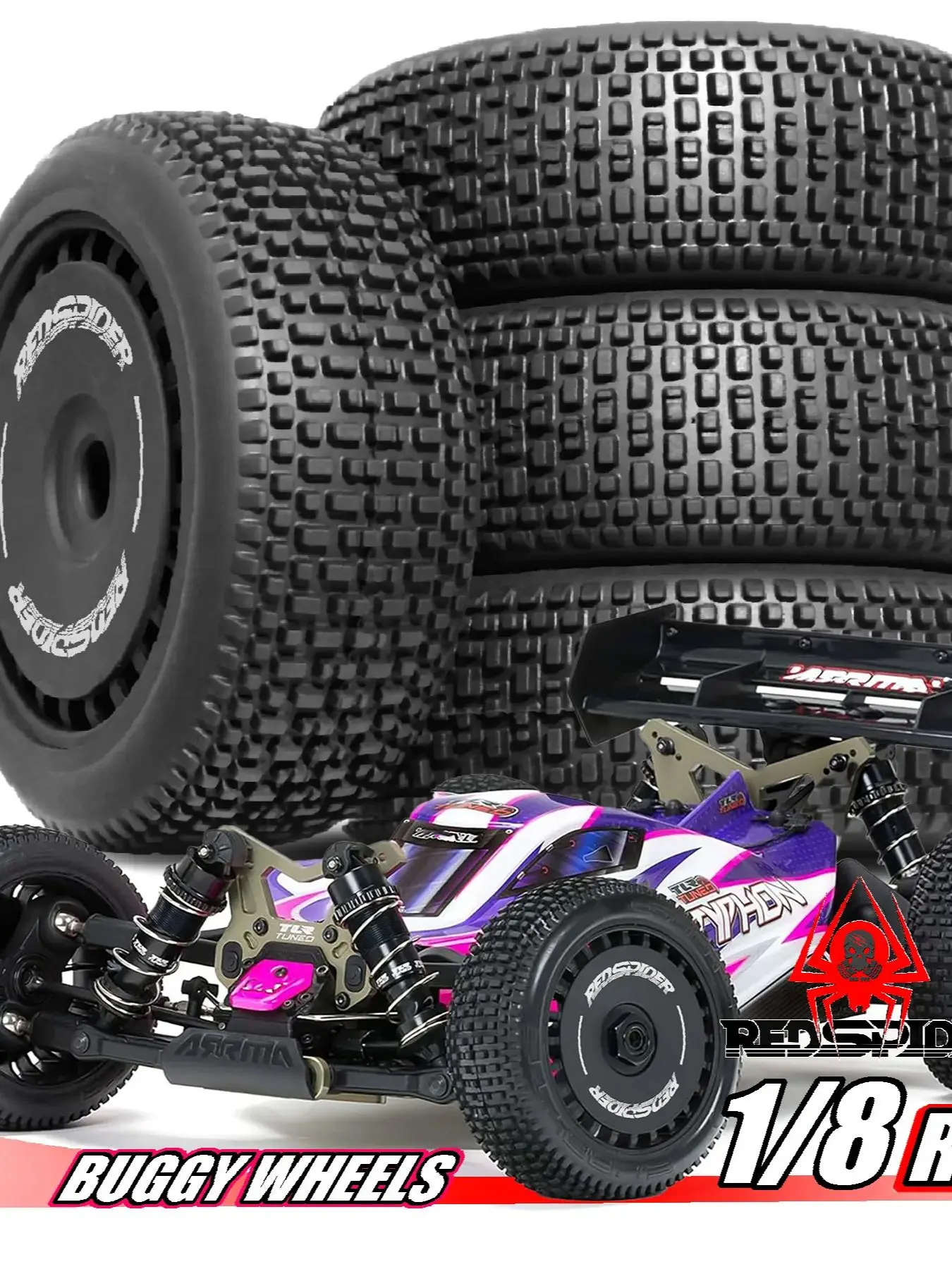 Pneus RC 17mm OD 6.65 ''pour ARRMA 1/8 Talion 6S BLX,Typhon 6S 3S BLX Redcat Team Losi HPI HPS Kyosho Hobao, 4 pièces