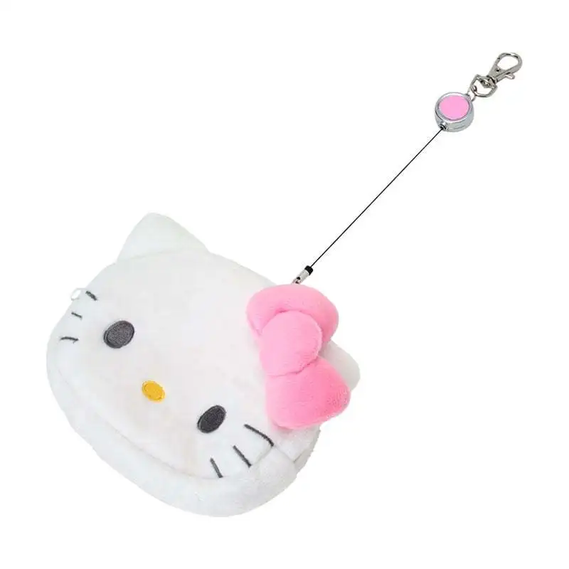Anime Sanrio Hello Kitty Cinnamoroll My Melody Kuromi Plush Coin Purse Stretchable Keychain Kawaii Headphone Storage Bag Gift
