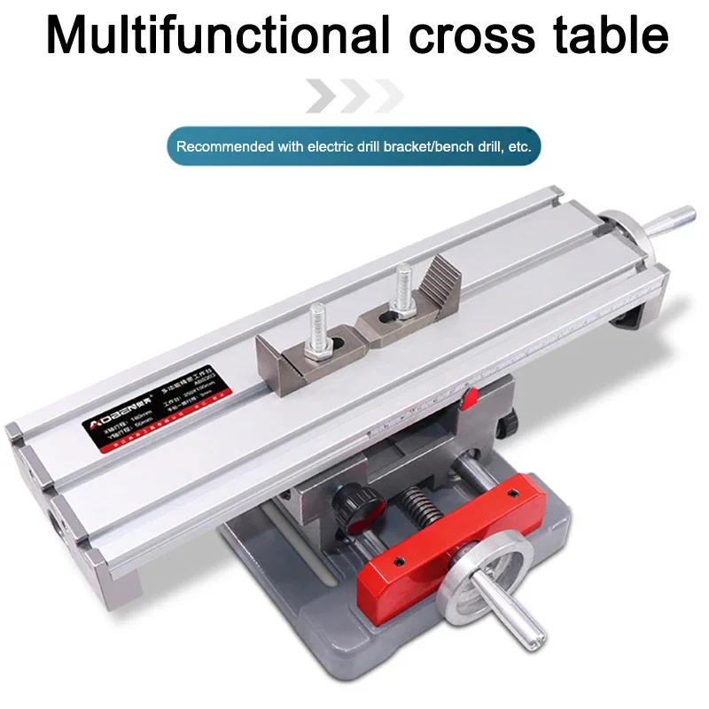 Precision XY moving worktable, suitable for woodworking and home use, desktop drill press, small cross-slide drilling stand.