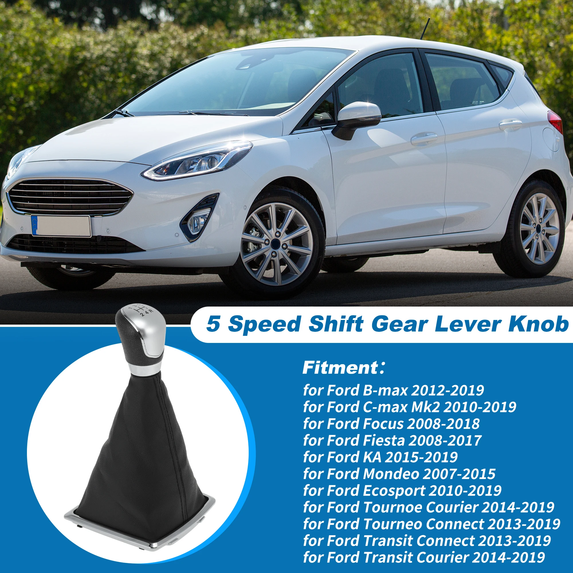 UXCELL 5 Speed Shift Gear Lever Knob for Ford Focus Fiesta B-Max C-Max No.8M5R7H409BKB