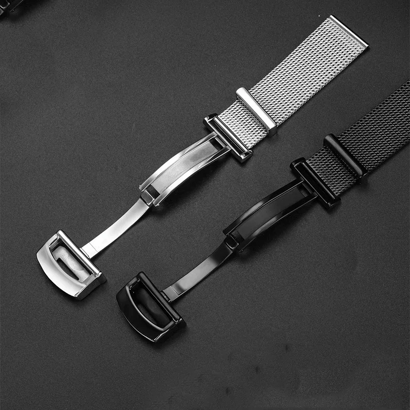 Watch Accessories Folding Clasp 20 22mm Milanese Stainless Steel Mesh Watch band Best For IWC PORTOFINO FAMILY Series Strap