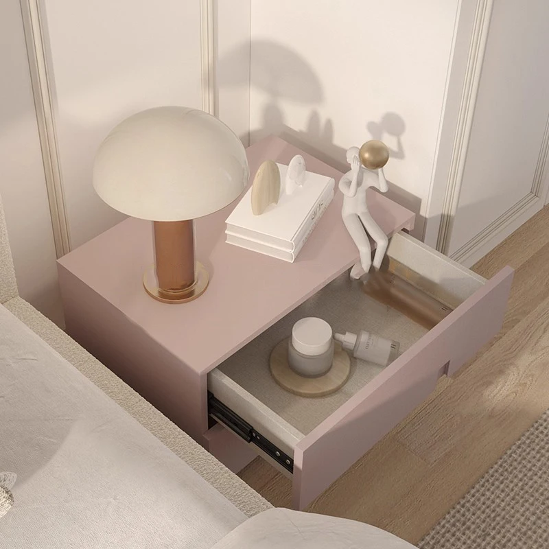 طاولة بجانب السرير من الخشب الصلب لغرفة النوم، خزانة منزلية بسيطة للرياح الكريمية، طاولة بجانب السرير، خزانة جانبية للأريكة الإيطالية