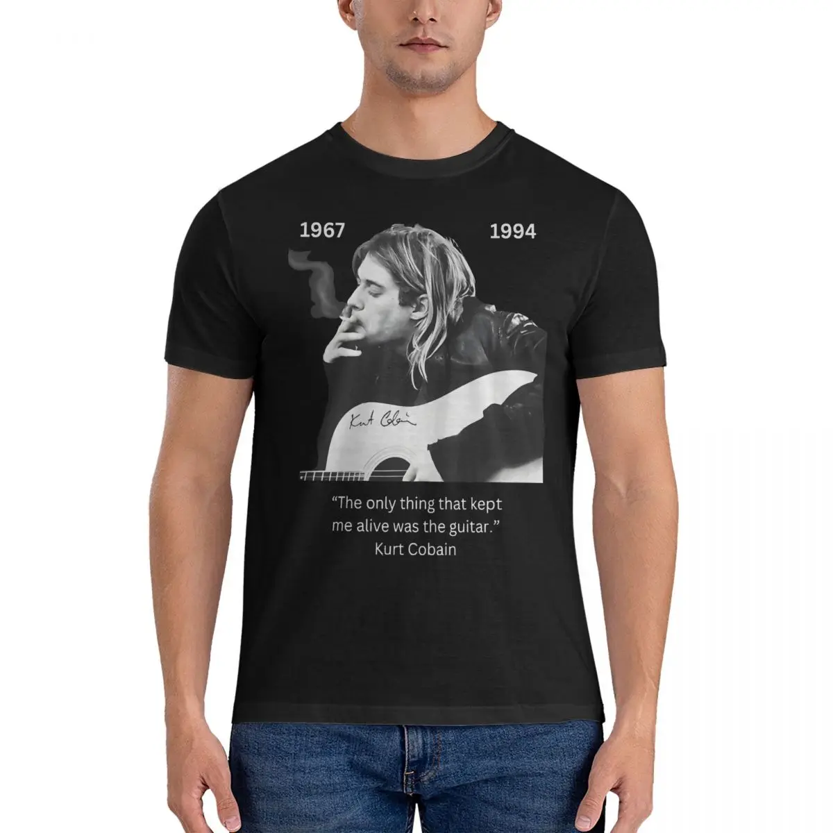 Men's T Shirts Kurt-Cobain Vintage Tee Shirt Short Sleeve Round Neck T-Shirt 100% Cotton Gift official-website tops fugees