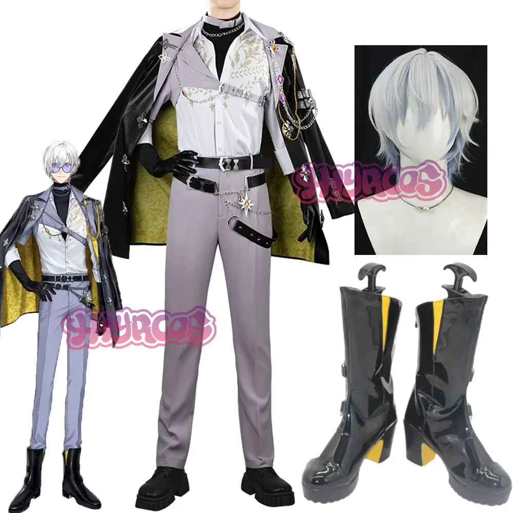 Costume de cosplay Kaelix Debonair, tenues de fantaisie virtuelles Nijisanji, costume pour Halloween, carnaval, fête, perruque, chaussures, accessoires pour la tête.