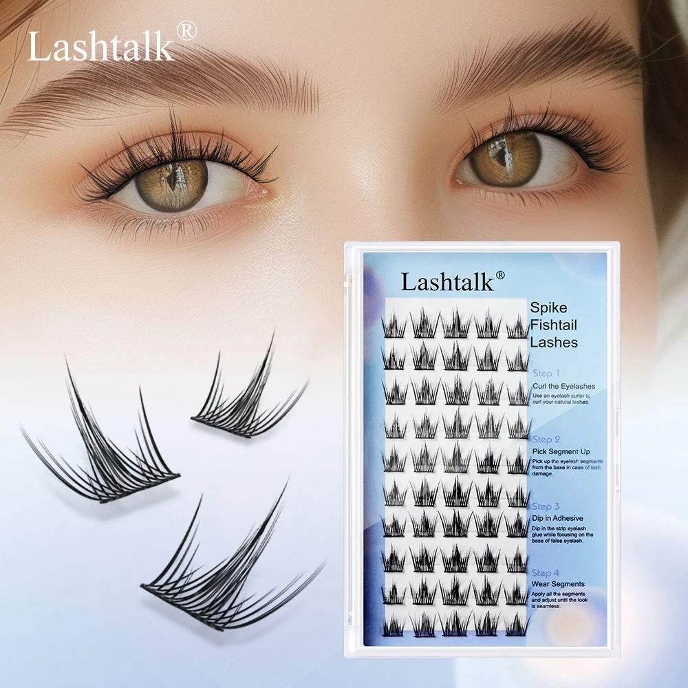

Lashtalk DIY False Eyelashes 'Spike Fishtail Style' Mix 10-13mm 50 Clusters Self Grafting Feather-Light Easy Apply From Nagaraku