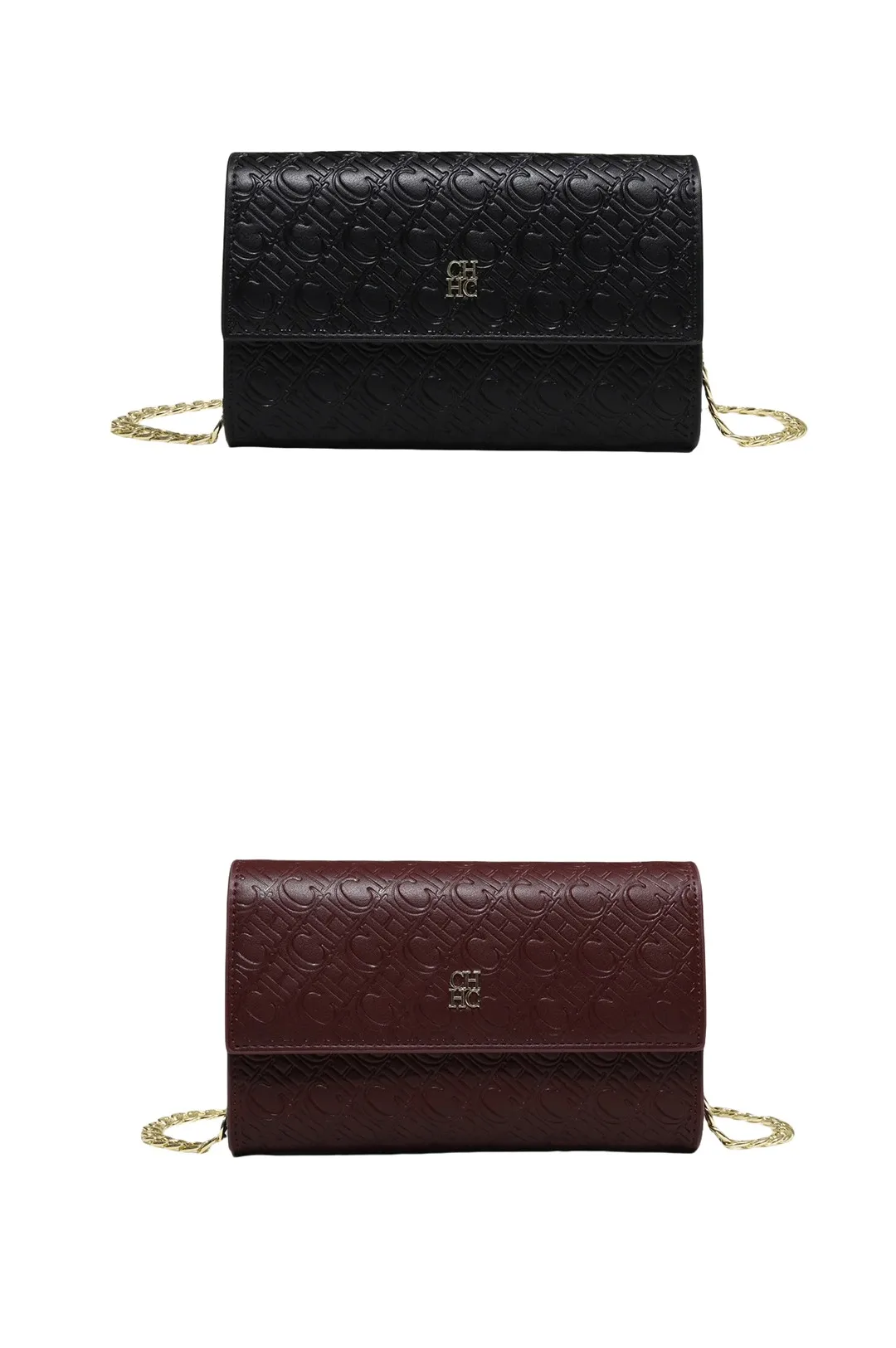 CH Damen Umhängetasche mit Buchstaben-Print und Metallkette, Schultertasche aus PU-Leder, Kleine Damen-Abendclutch, Geschenk – Detail 11