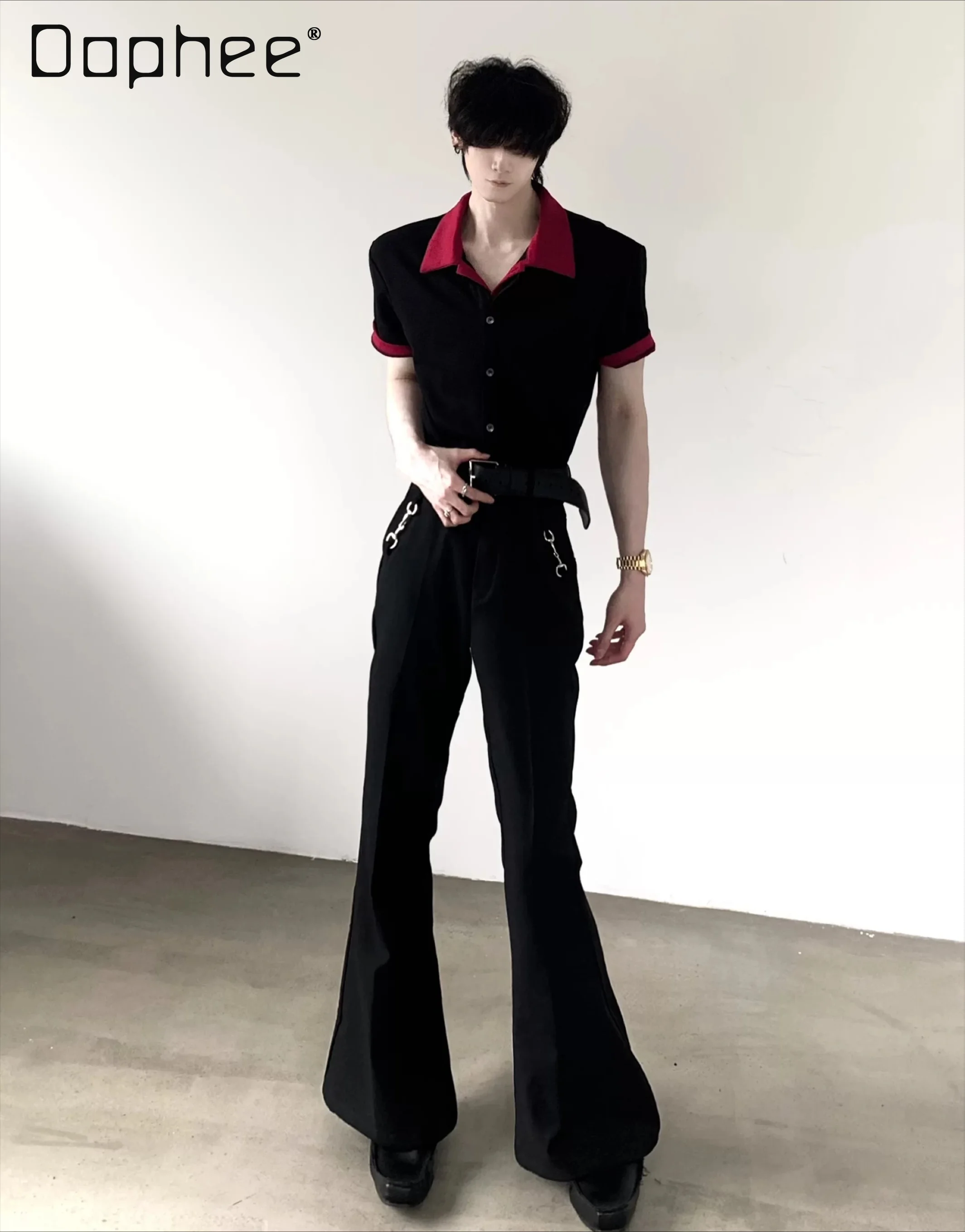 2026 Summer Trendy Fashion Men's Short Sleeve T-shirt Fake Two-piece Spliced Collar Casual Versatile Top Tee for Men Polo Shirts