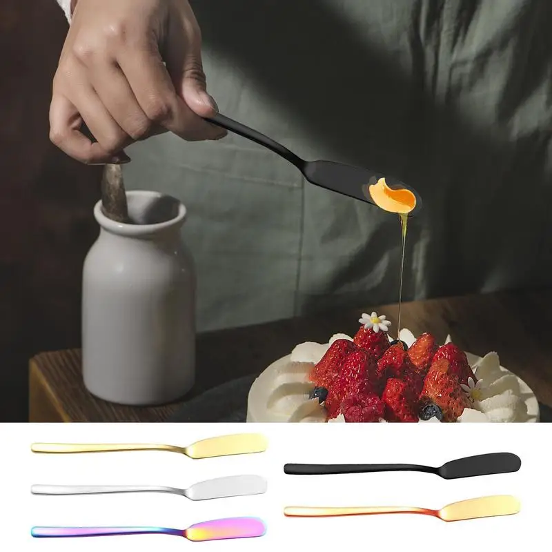 Jam Spreader Metal Cheese Cutter Long Handle Design Curved Jam Scraper Kitchen Flatware Spreading Tool For Family Gatherings