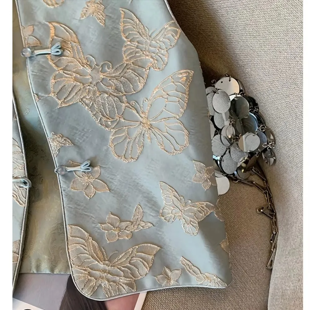 Thin Vest for Women Coats Ethnic Style Vintage Embroidery Jackets Fashion Clothes Quality Hanfu Traditional Chinese Clothing