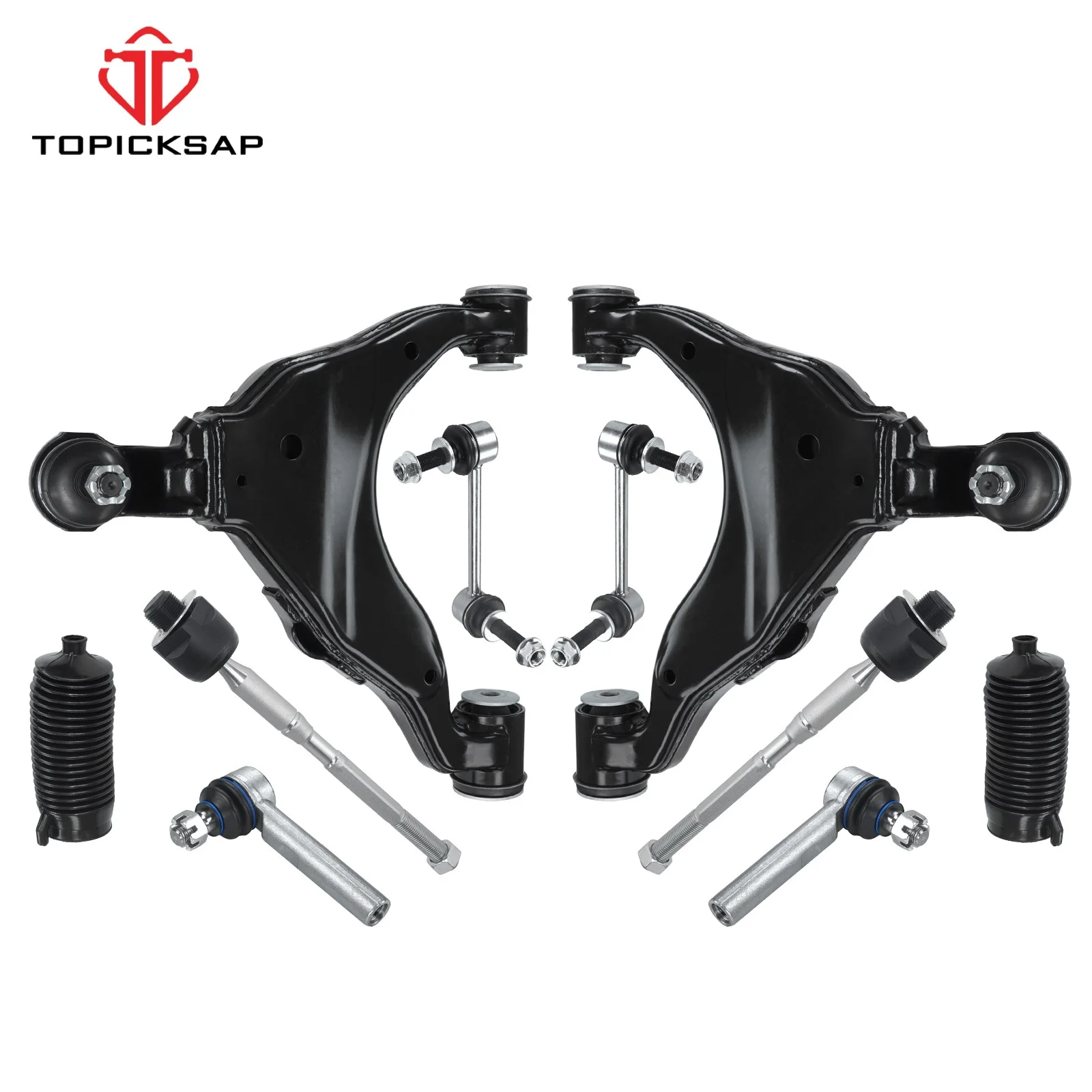 TOPICKSAP 10Pcs Front Lower Control Arm Sway Bar Link Tie Rod End for Toyota 4Runner 2003-2009 Lexus GX470 2003-2009
