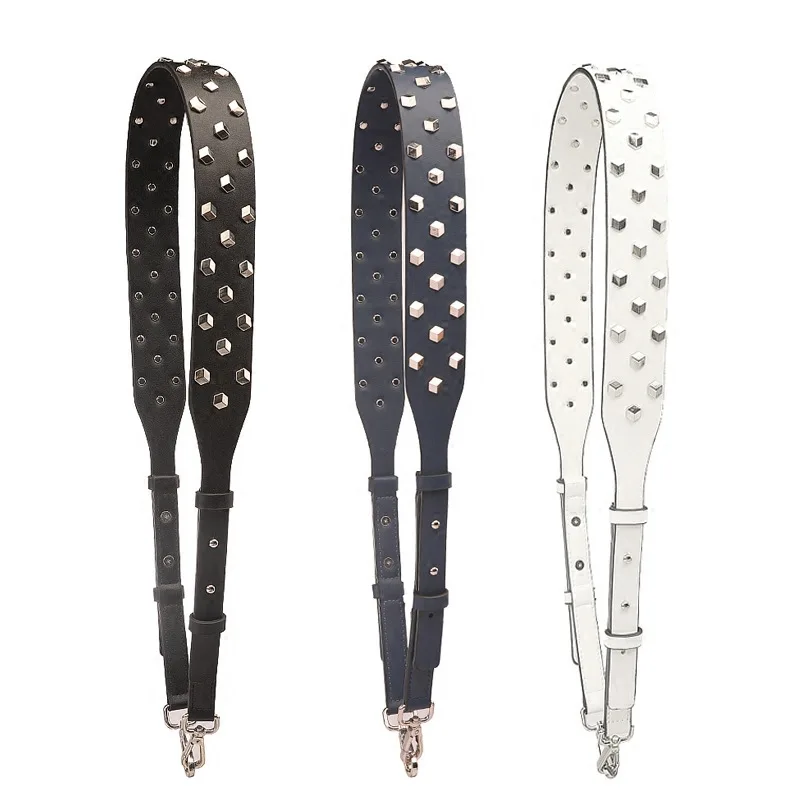 Leather Bag Replacement Strap Adjustable Metal Rivet Handbag Shoulder Straps Bag Belt Handle Crossbody Purse DIY Accessories