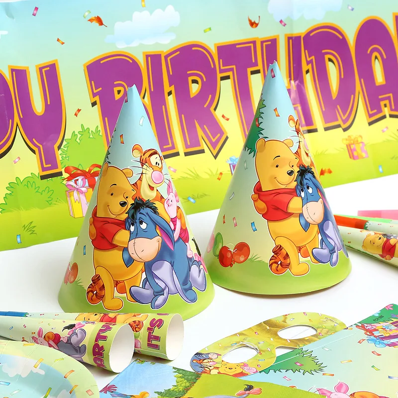 Decoración de fiesta de cumpleaños con tema de Winnie de Disney The Pooh, juego de vajilla desechable, globo, Baby Shower, suministros para fiesta