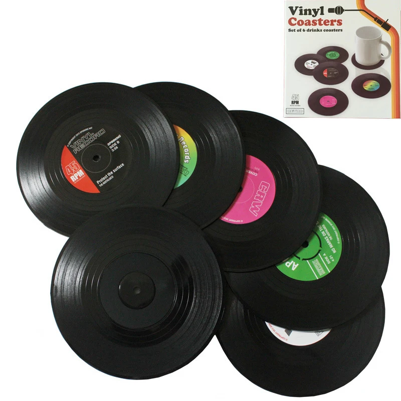 Vinyl Record Table Creative Mats Drink Coaster  Placemats Coffee Mug Cup Coasters 2 4 6 PCS Heat-resistant Nonslip Pads