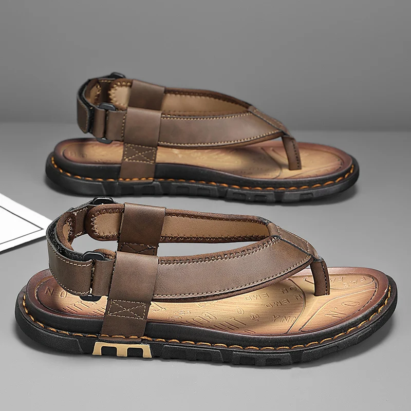 Thick Sole Comfortable Anti Slip Beach Slippers 2025 Autumn New Mens Casual Sandals Fashion Breathable Sandals Big Size 45 46 47