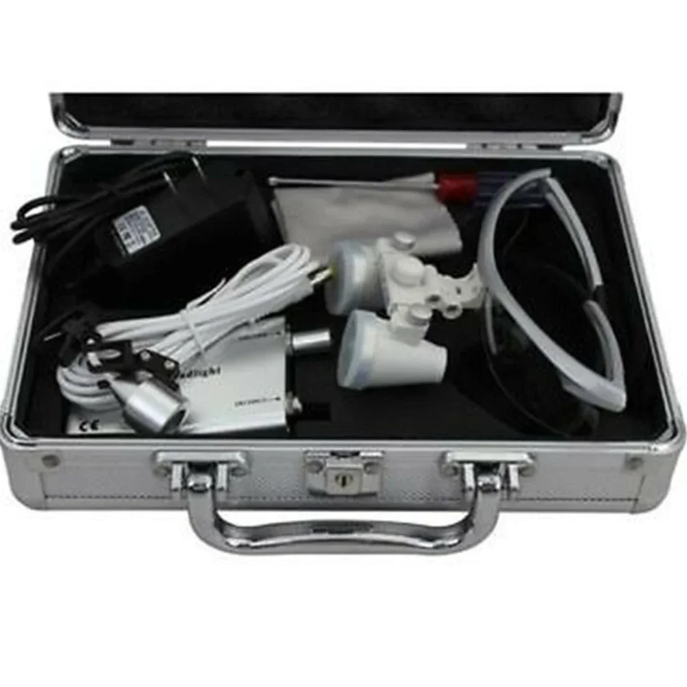 Kacamata Pembesar Loupes Binokuler 3.5 X 420 mm dengan Lampu LED Headband, untuk Pekerjaan Dekat