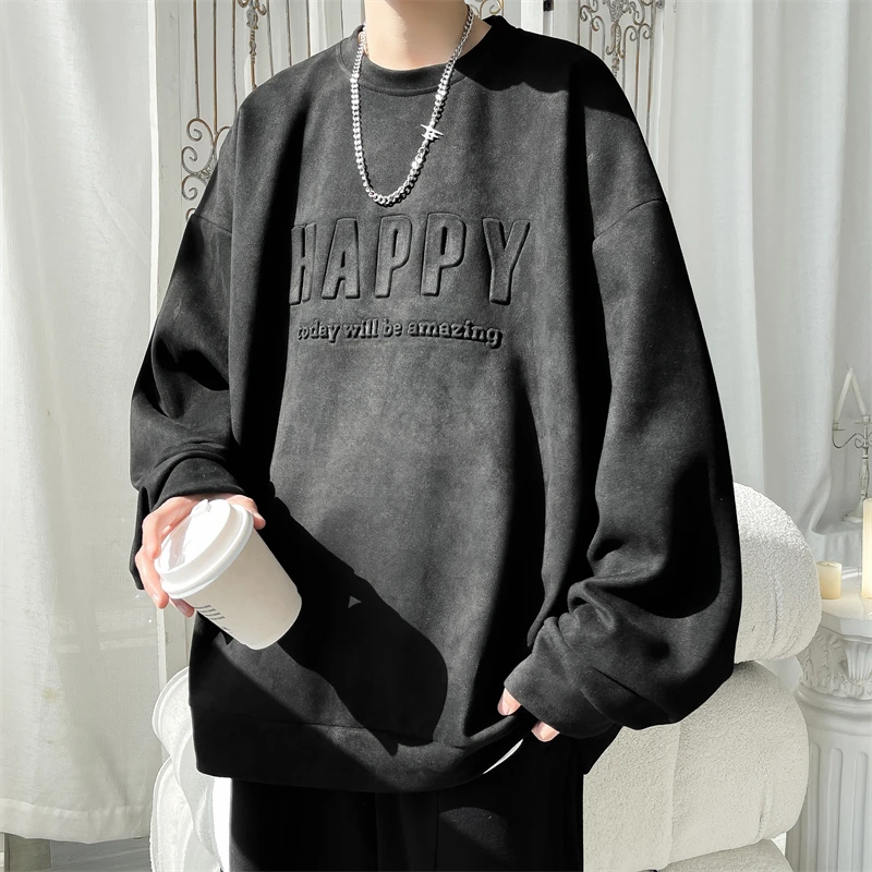 

New in Sweatshirts Male Clothes Hip Hop Sweatshirts Man Original Brands Pullover Pullovers Embossing Oversize Men Men's Spring