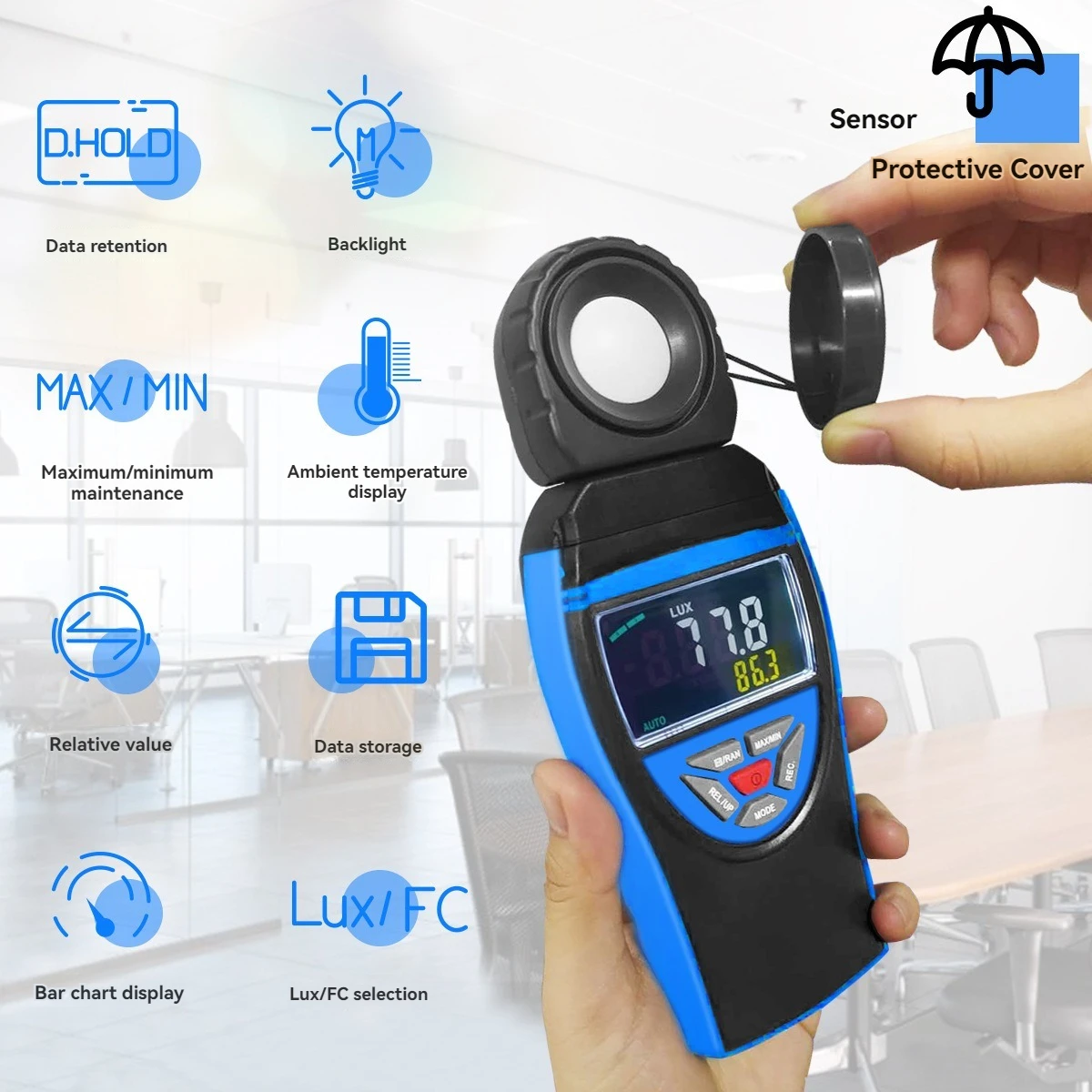 

HP-8801A Digital Illuminometer Rotatable Induction Type brightness Measuring Instrument Lumen Light Tester