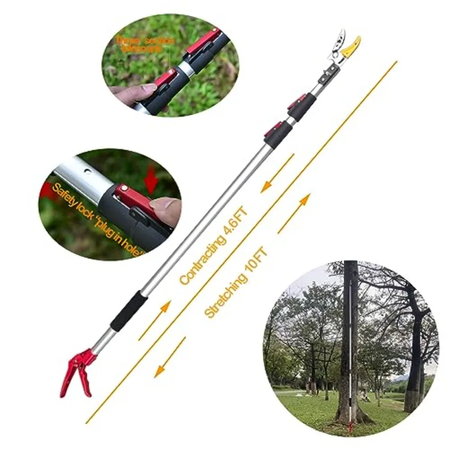 4.610ft Extendable Tree Pruner Telescopic Tree Trimmer Pole Saw with Upgrade Steel Saw Blade for Branch Cutting Fruit Picking a