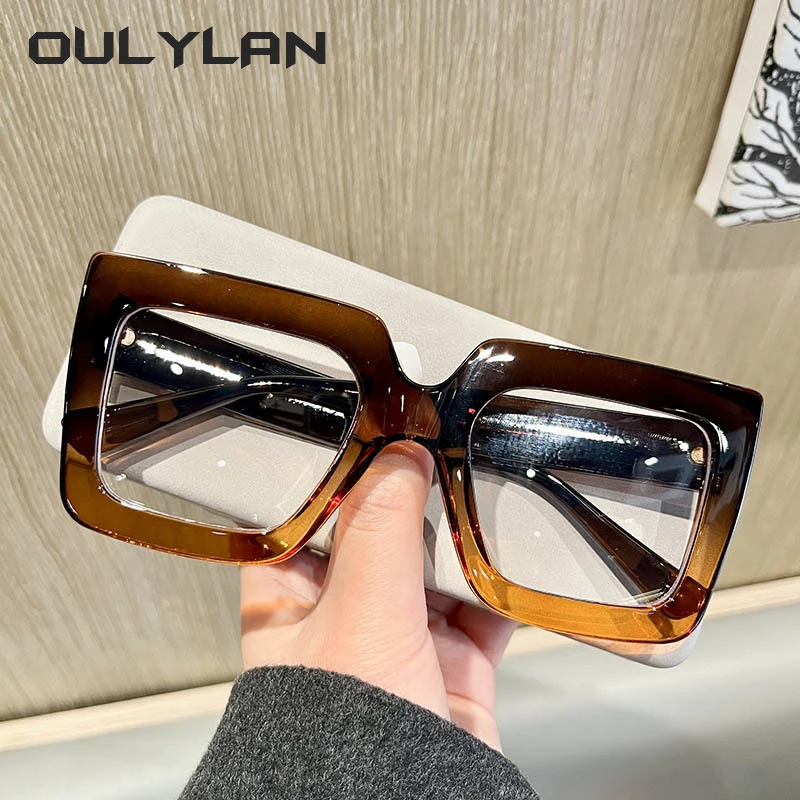 Oulylan Anti Blue light Eyeglasses Frames Women Men Oversized Colorful Glasses Frame Optical Computer Spectacle  Frame