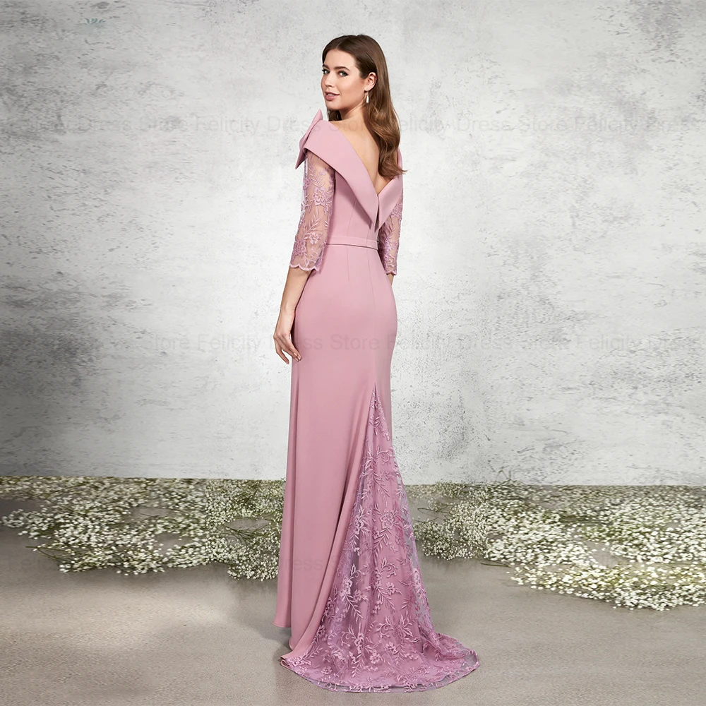 FELICITY Exquisite Mother of the Bride Dress 2025 Customized Sheath Formal Wedding Guest Dresses 3/4 Sleeve Lace Evening Gowns
