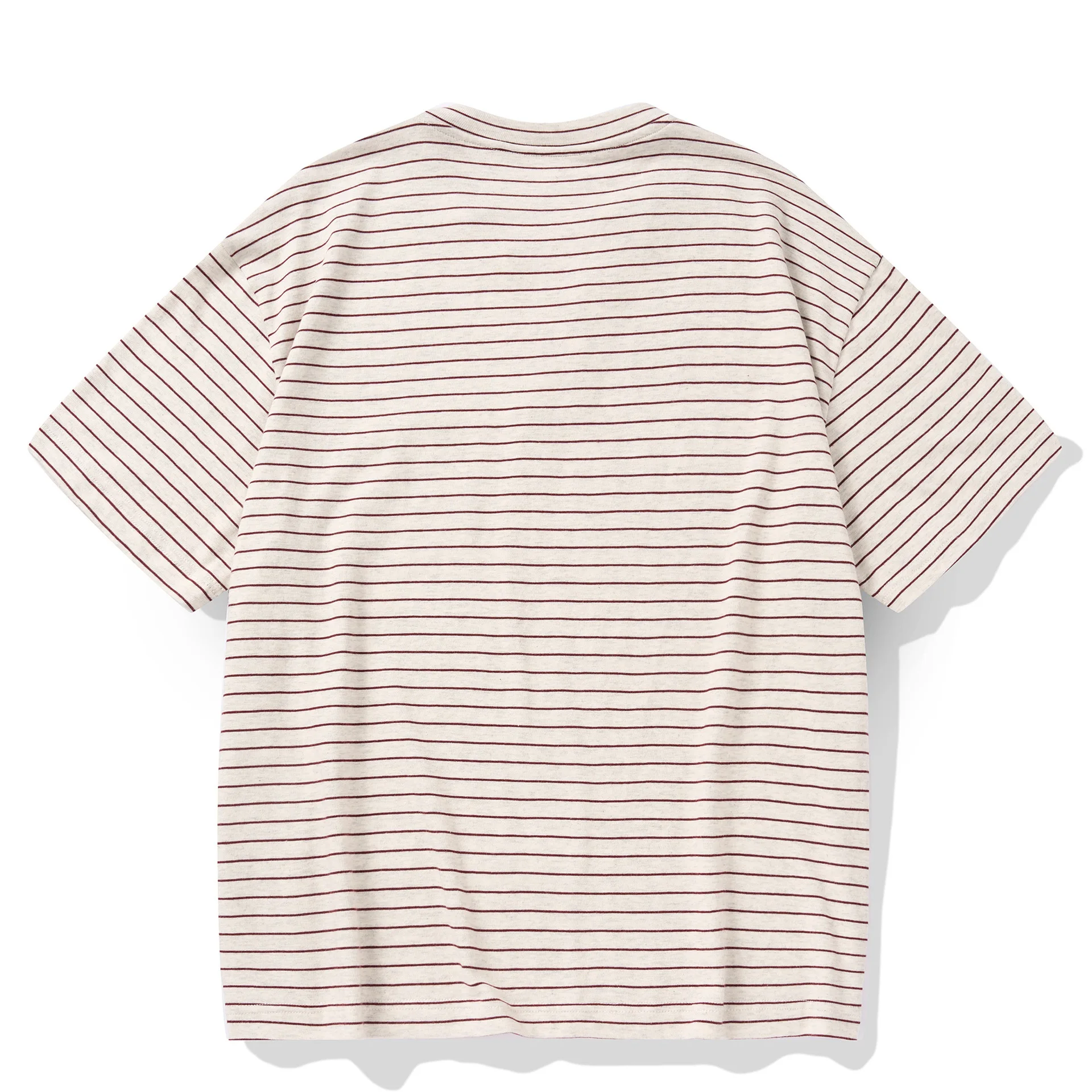 Retro Striped V-neck Short Sleeved T-shirt, Loose Half Sleeved T-shirt