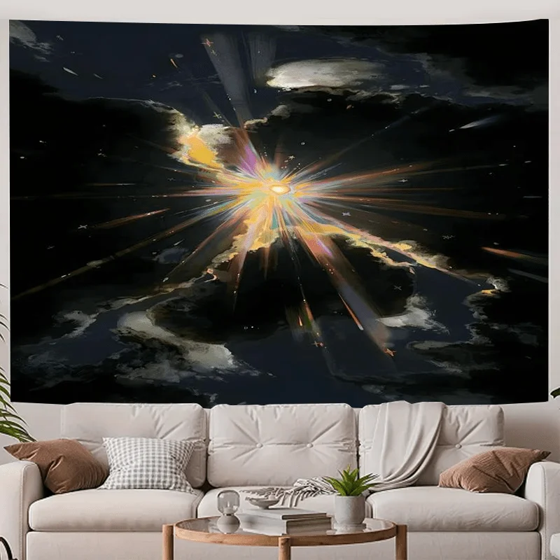 Cosmic Explosion Tapestry: Vibrant Starburst Art for a Modern Living Room Decor