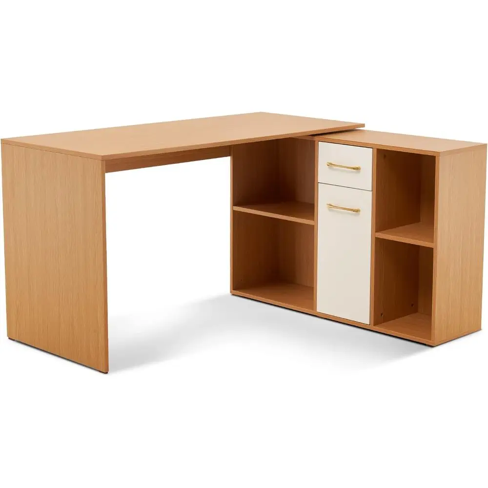 

Compact L-Shaped Desk with Storage and Drawers, Ideal for Home Office, Living Room, and Small Spaces - Model 7117