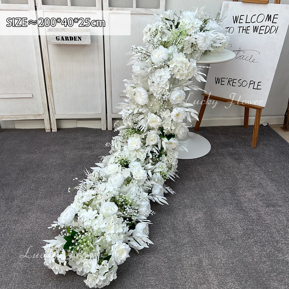 2m Luxury Artificial Flowers Wedding Decoration Table Long Runner Flower Row Floral Backdrop Arrangement Wall Arch Decor