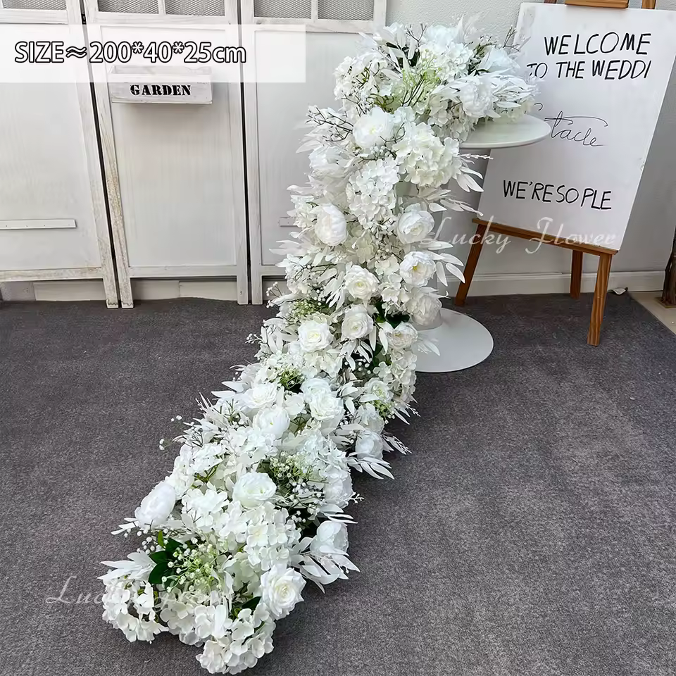 2m Luxury Artificial Flowers Wedding Decoration Table Long Runner Flower Row Floral Backdrop Arrangement Wall Arch Decor - AliExpress 