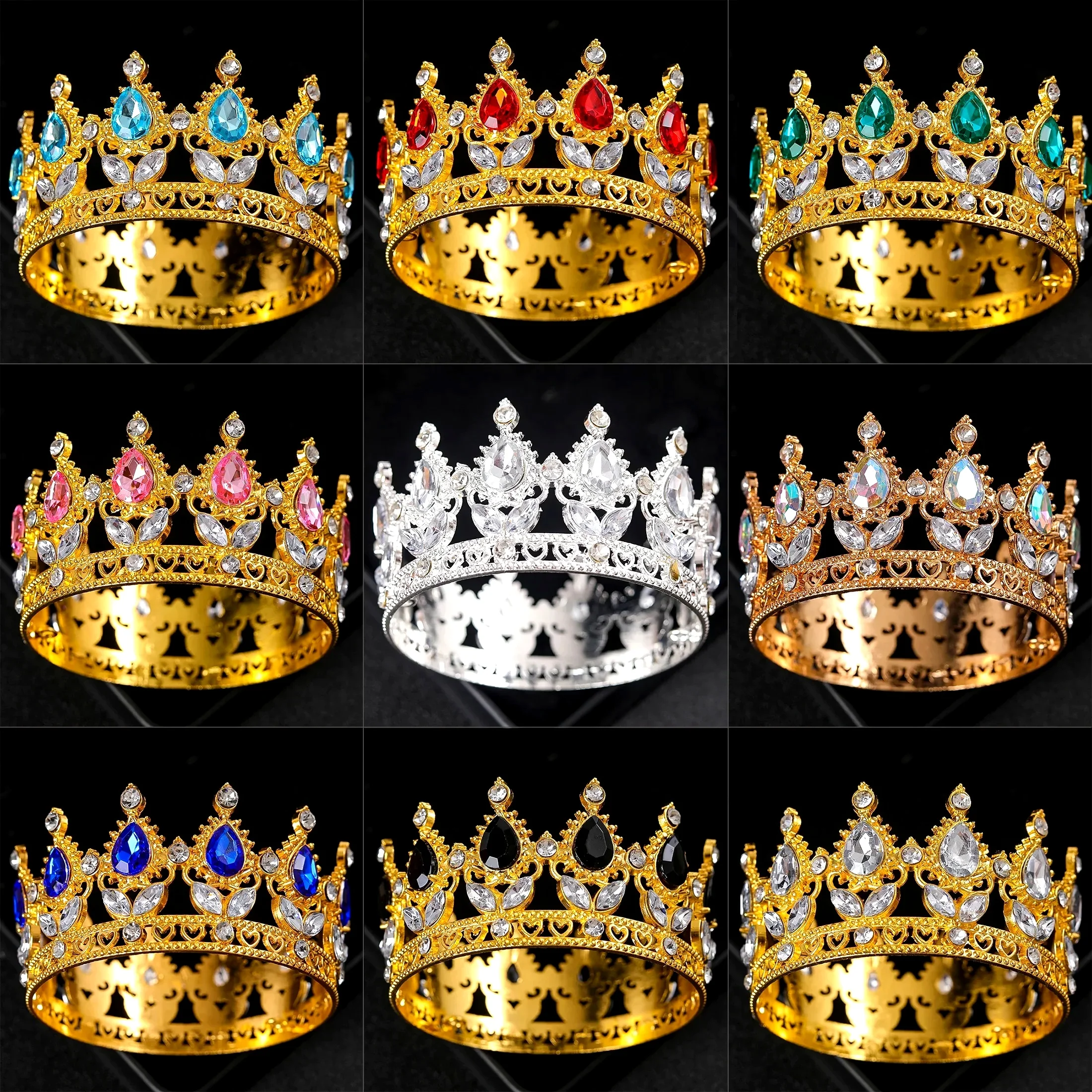 Elegant Baroque Crystal Tiaras Cake Topper