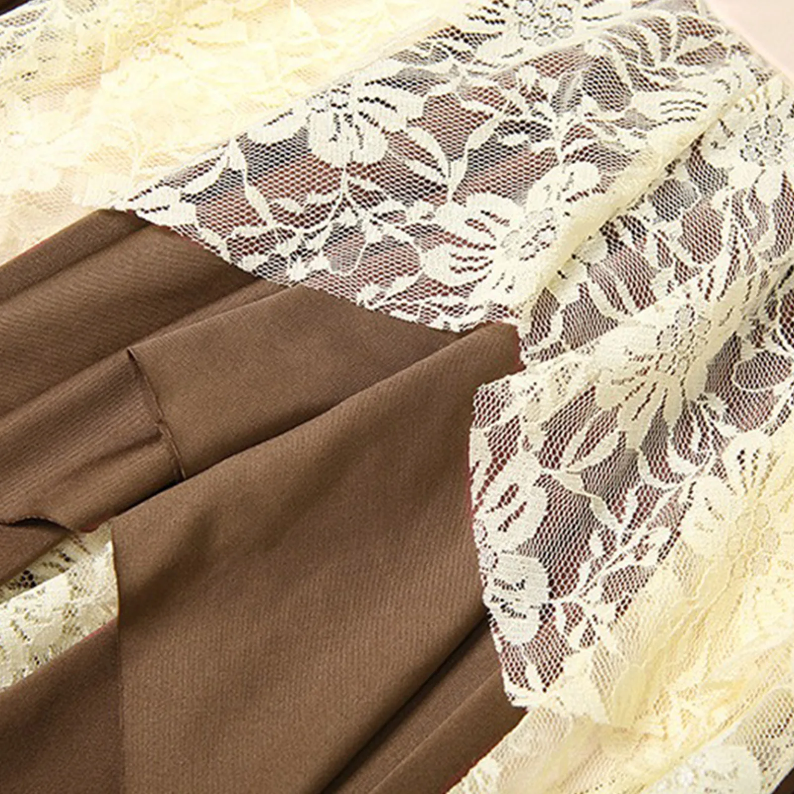 Falda Irregular Vintage para mujer, encaje Floral y volantes en cascada, falda con dobladillo escalonado para compras de fiesta de vaquera