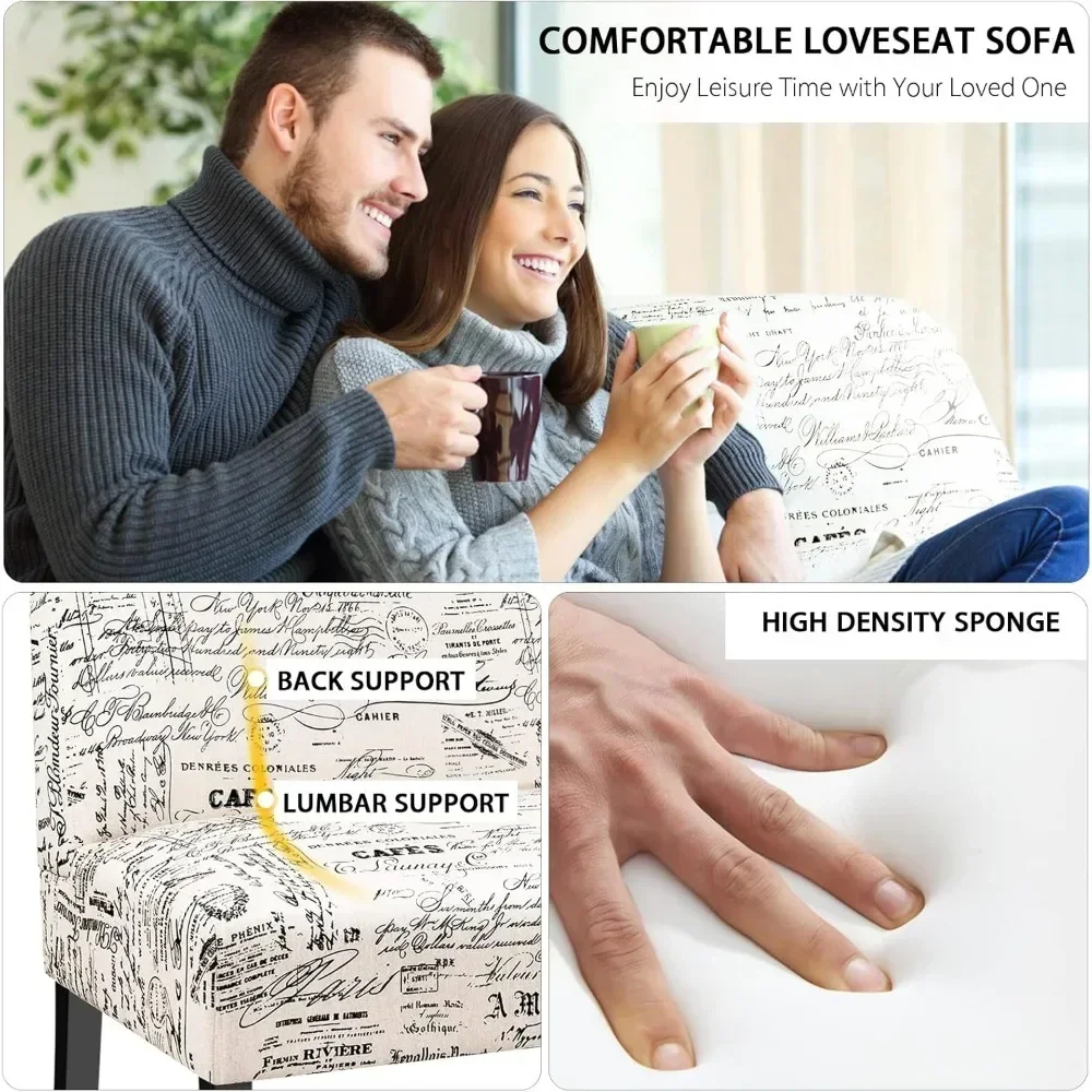 أريكة Loveseat بدون ذراع، كرسي أريكة حديث، أريكة خشبية لغرفة المعيشة، أثاث من القماش (تصميم حرفي)