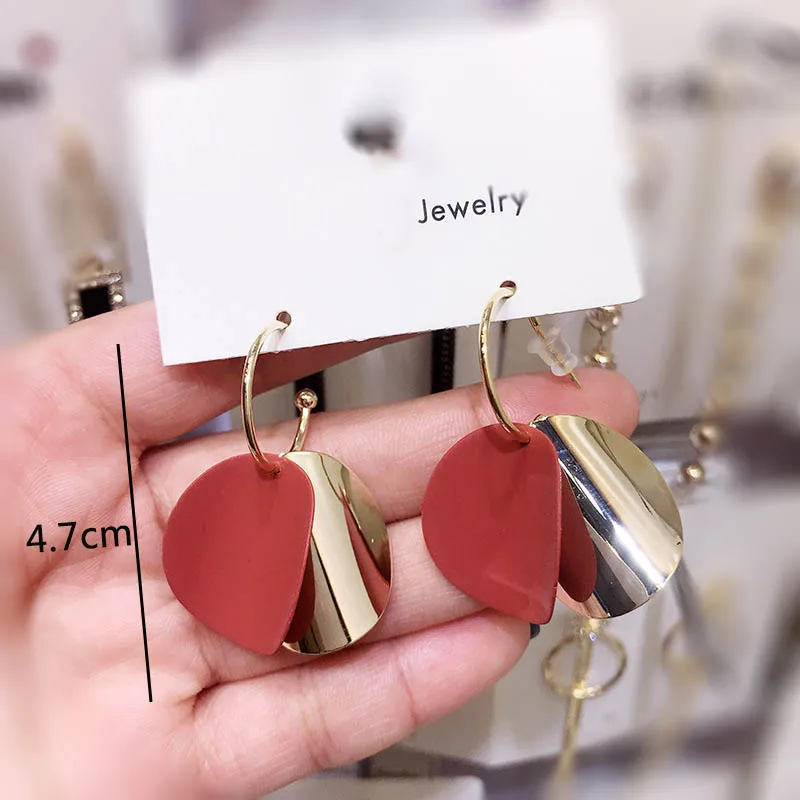 Red Pearl Geometric Hanging Earrings for Women Elegant Drop Earrings Heart Pendants Earrings Fashion Trendy Wholesale Earrings