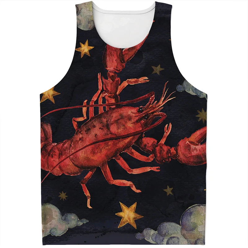 Watercolor Constellation Pattern Tank Tops Summer Fashion Men Women 3D Zodiac Printed Sleeveless T Shirts Loose Casual Vest Tees