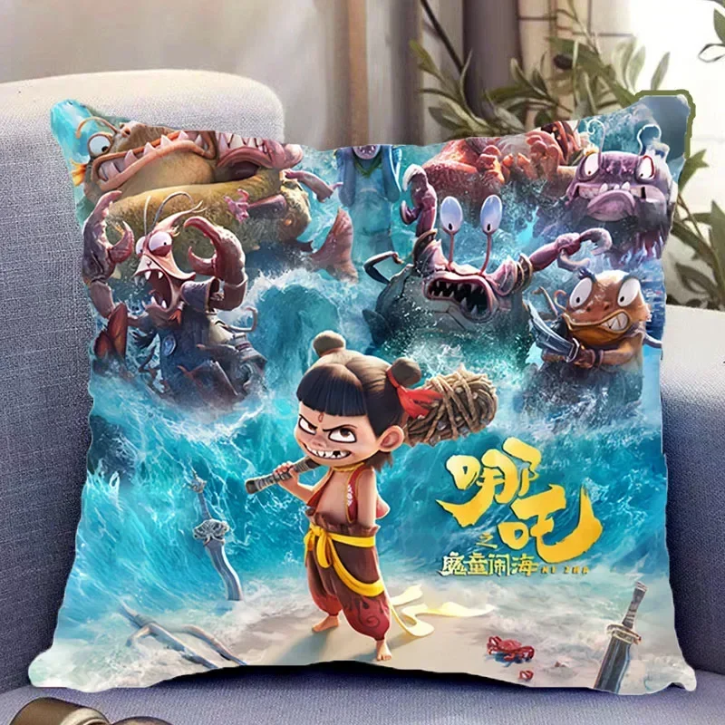 

Nezha's Devil's Child Causing the Sea Double-sided Pillow Movie Aobing Peripheral with Core, Pillow Cushion Gift