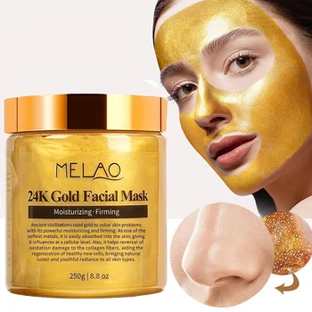 MELAO-24K Gold Facial Hidratante Máscara Facial, Beleza Facemask, Pele Remover, Colágeno Dourado