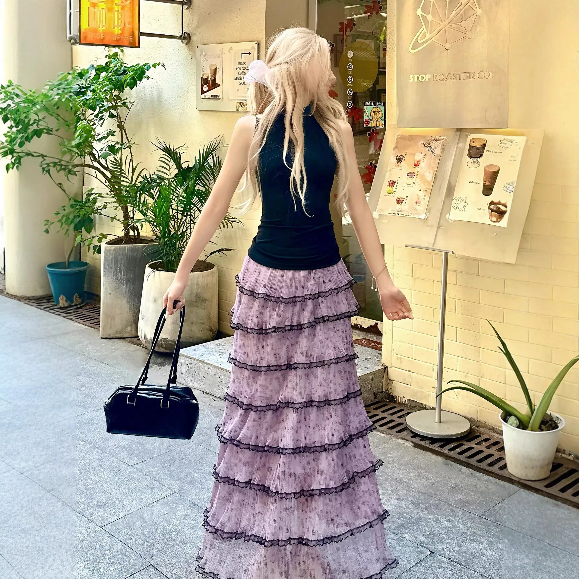 

High Waist Multi-layer Cake Skirt Female Thin Mesh Purple Fairy Skirt Spring and Summer New Skirt