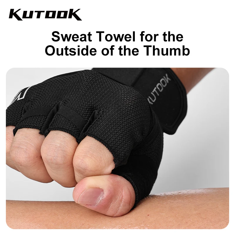 KUTOOK Workout Gloves for Men Women Padded Weight Lifting Gloves with Wrist Wraps Support Full Palm Protection Grip for Gym T