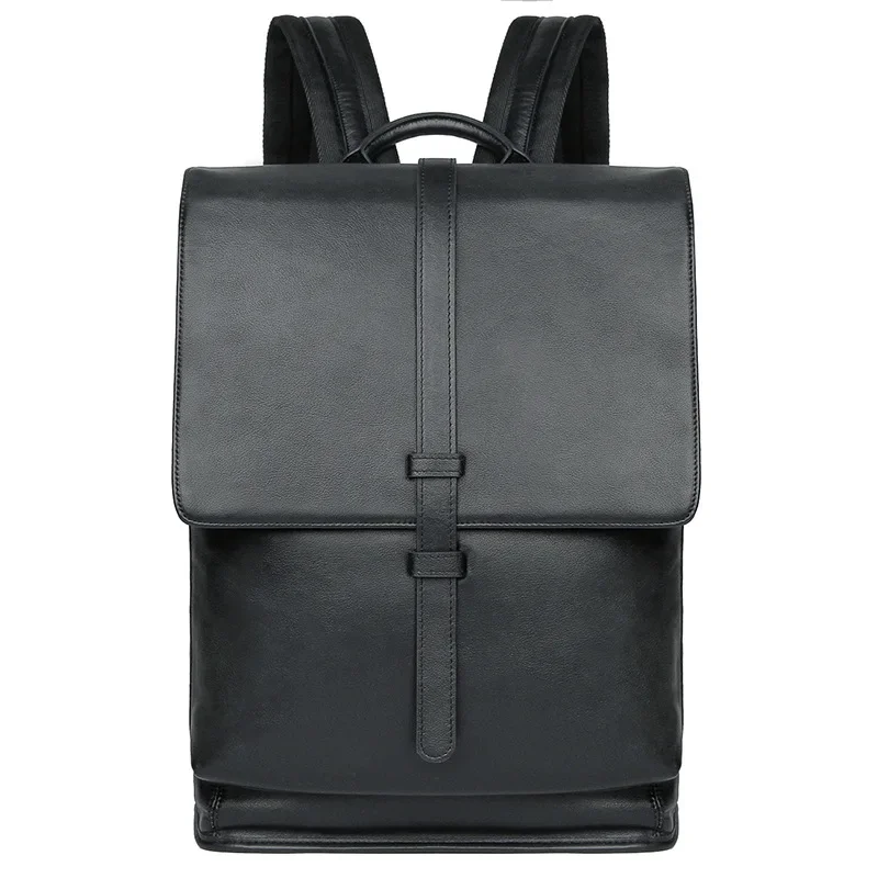 2025 Men's Business Leather Backpack Large Capacity Travel 14 Inch Computer Backpack Men's Waterproof School Bag