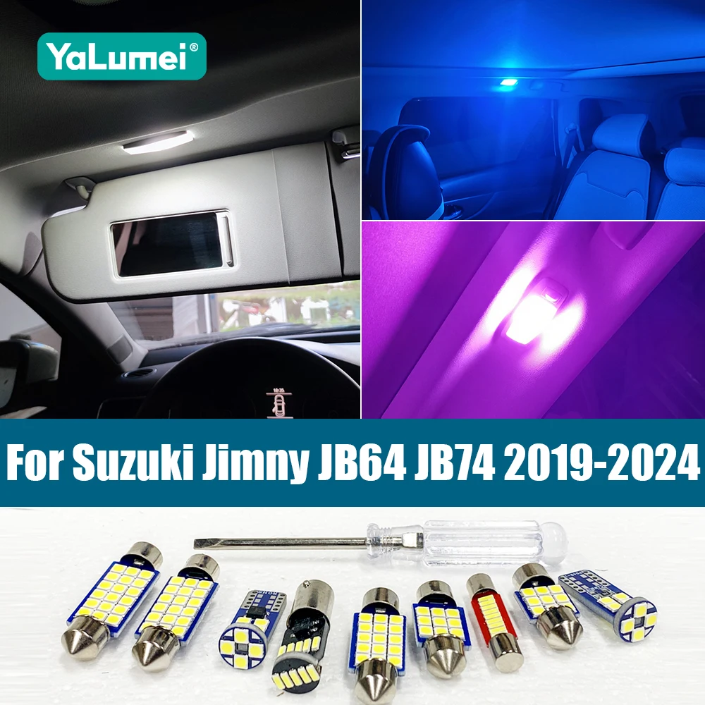 

For Suzuki Jimny JB64 JB74 2019 2020 2021 2022 2023 2024 6PCS Car LED Bulb Interior Reading Lamp License Plate Light Accessories
