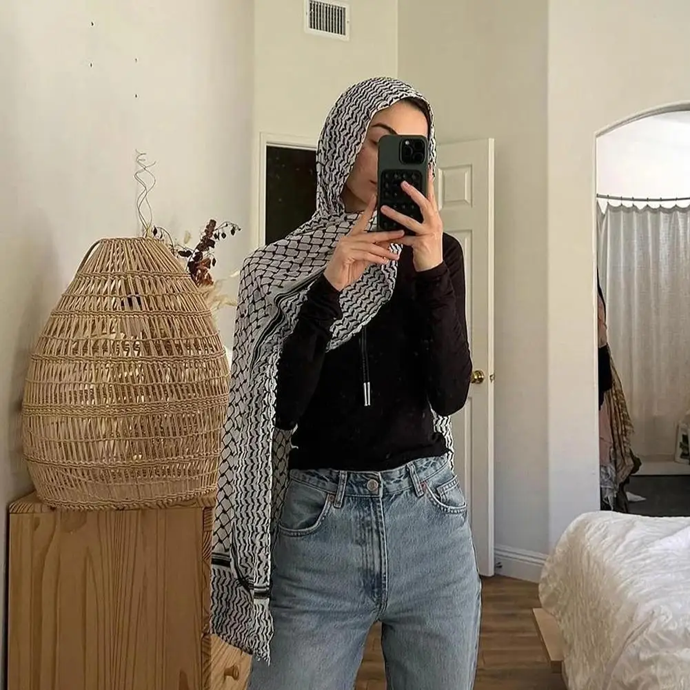 Fashion Kuffiyeh Hijab Chiffon Scarf Breathable Soft Women Islamic Muslim Scarves Shawl Big Size Prints Scarves  Headscarf