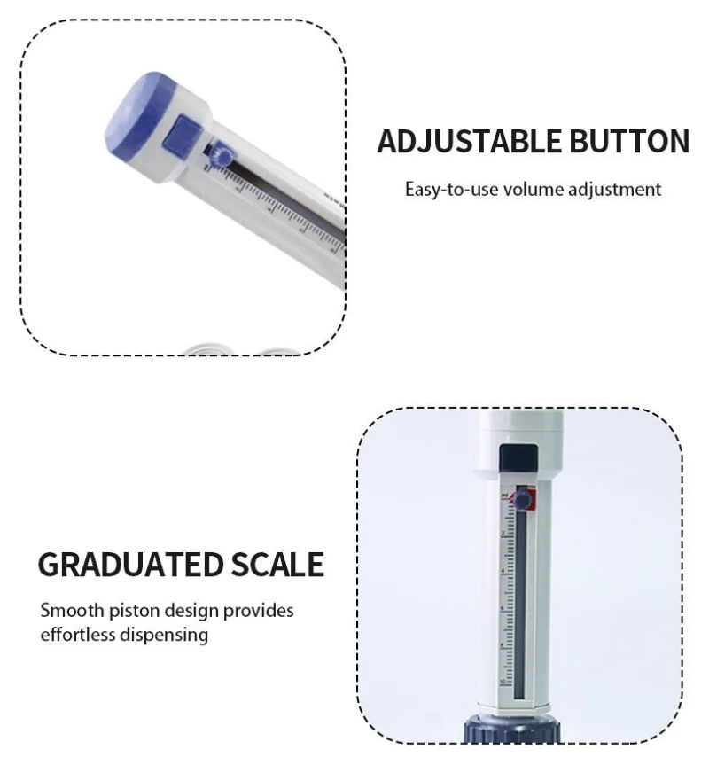 WEIAI Bottle Top Dispenser 0.5-50ml Lab Liquid Handling Adjustable Large-Autoclavable Volume Lab Equipment Bottle Top Dispenser