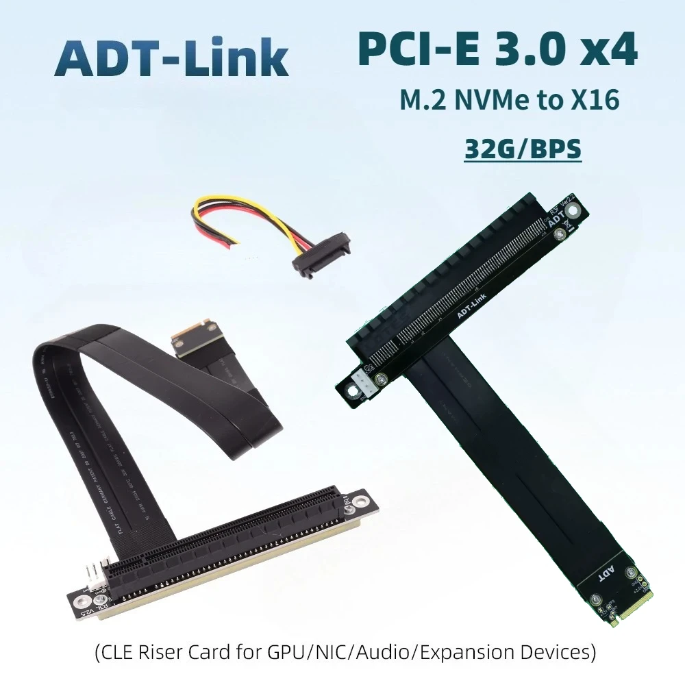 ADT R43 Gen3.0 M.2 NGFF NVMe STX Mainboard Card Graphics Extender Cord To PCI-Express x16 Angled Extension Adapter Jumper Cable