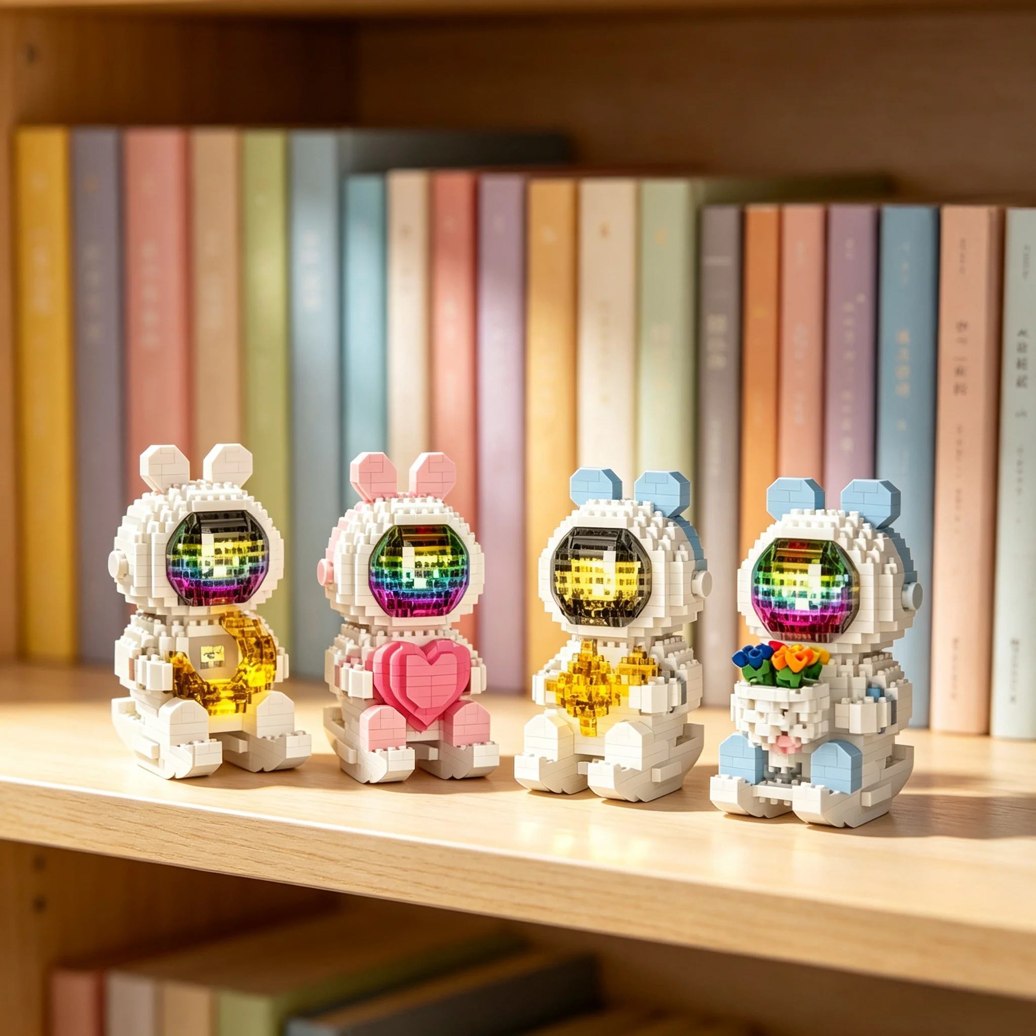Mini Space Astronaut Building Set Glowing Figure with Light DIY Aerospace Series Bricks Toy Educational Gift for Kids Room Decor