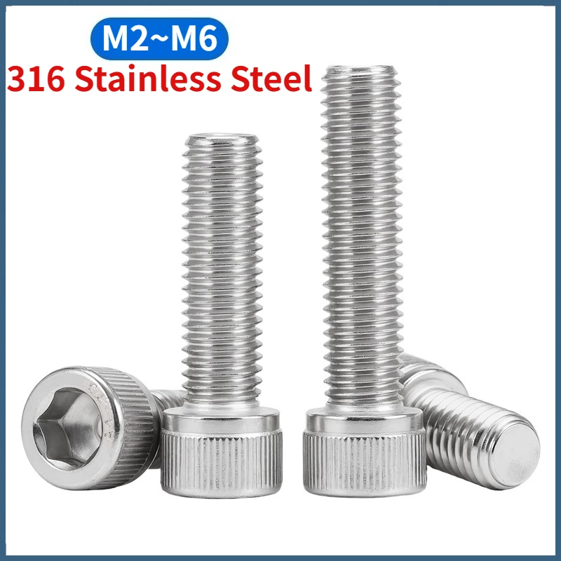 M2 M2.5 M3 M4 M5 M6 316 A4 Stainless Steel Hexagon Hex Socket Cap Allen Head Bolt Screw Length 4-150mm