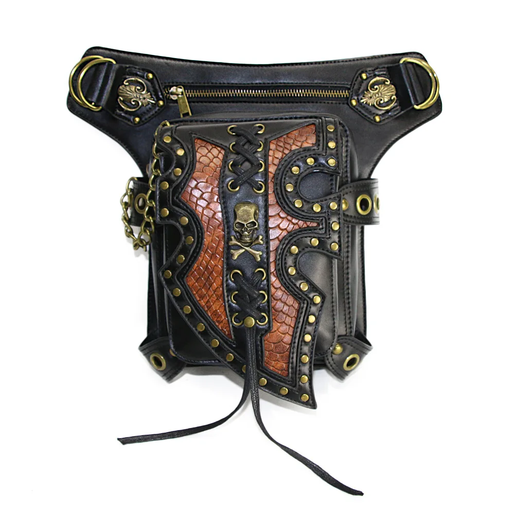 Bolso de un solo hombro estilo Steampunk para hombre y mujer, bandolera con remaches para teléfono, estilo medieval, a la moda